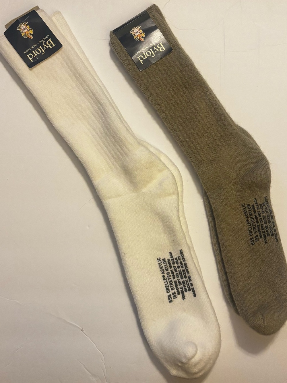 Buford Men's Crew Socks - White & Mushroom (2 Pairs) Sock Size 10-13
